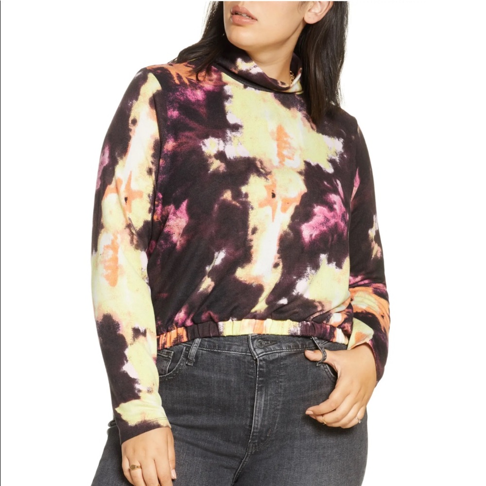 Tie-Dye Elastic Waist Cropped Turtleneck | BP | Sz: M